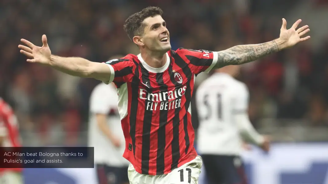 ac milan beat bologna thanks to pulisic's goal and assists.